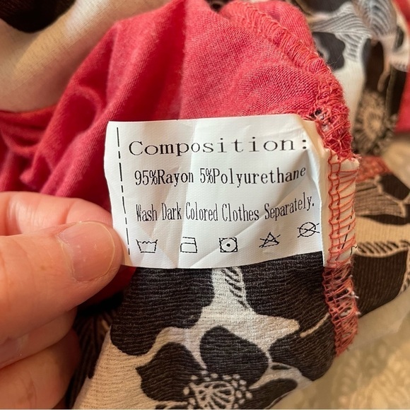 Rosegal Coral Pink Black & White Floral Button Dress Plus Size 4X 22 - Picture 7 of 9